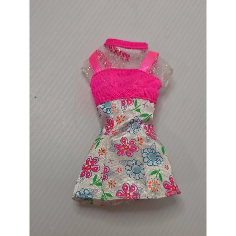 Barbie Flower Fun Floral Mini‎ Dress Pink Mesh Mattel Vintage